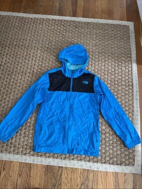 North Face boys Blue and Black Hooded Lightweight Jacket xl 14-16